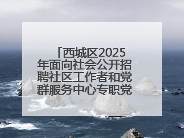 西城区2025年面向社会公开招聘社区工作者和党群服务中心专职党务工作者公告